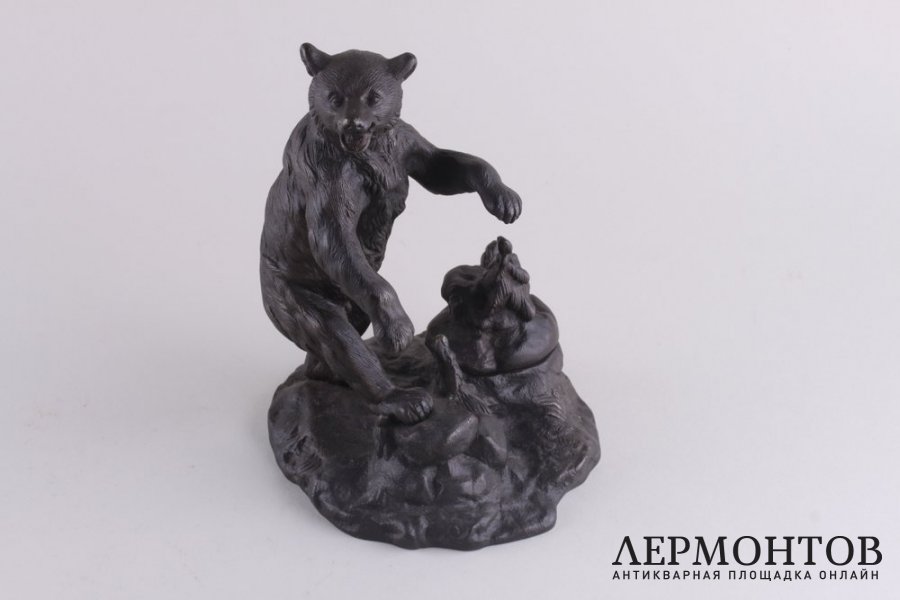 Скульптура. Медведь. Чернильница. Чугун. Касли. СССР.