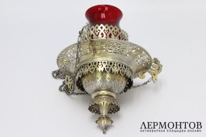 Массивная лампада, русский стиль. Серебро 84 пробы. Россия, 1870 г.