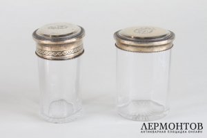Набор парфюмерный Sormani. Серебро 950 пробы, стекло. Франция. XIX в.