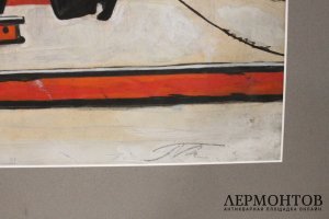 Курзенков Л.С. Порт. Бумага, акварель, 1960-70е гг. В раме.