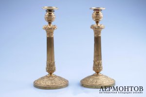 Парные подсвечники в стиле русского Ампира. Россия, СПб, 1820 - 1830-е гг. Бронза. 