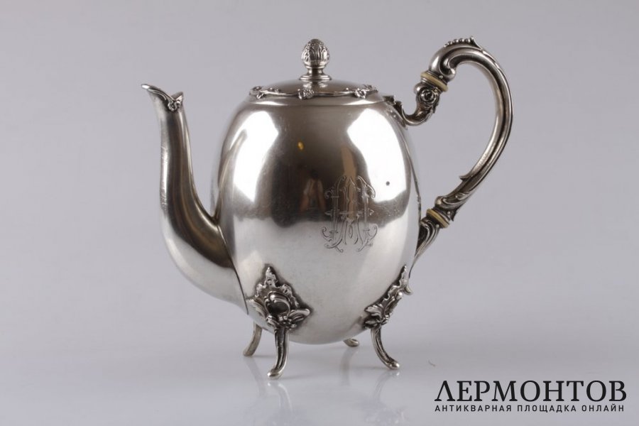 Кофейник в стиле рококо. Серебро 800 пробы. Германия