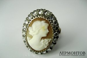 Кольцо. Золото 56 пробы. Камея, бриллианты. Российская Империя.