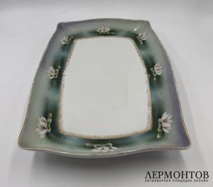 Блюда Кувшинка в ст. Модерн 3 шт. Россия, М. Кузнецов, 1900-е гг. Фарфор, роспись.