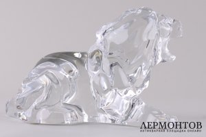 Статуэтка Лев. Франция, фирма Baccarat. Хрусталь, резьба.