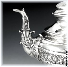 Чайный сервиз с подносом. Серебро 950. Франция