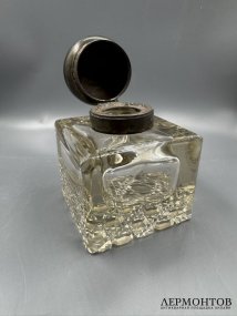 Чернильница. Серебро 800 пробы, хрусталь, Германия, начало 20 века