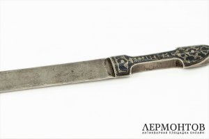 Нож для писем и бумаг Кавказ. Россия, кон. 19 - нач. 20 в. Серебро, чернение. 
