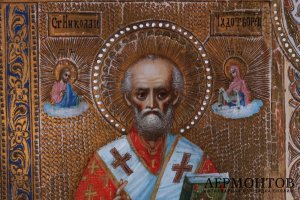 Икона Четырехчастная Казанская БМ, Ник. Чудотворец, Георгий Победоносец, Д. Солунский