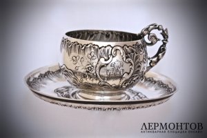 Серебряная кофейная пара. Франция. Серебро 950 пробы