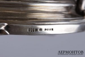 Ваза для фруктов ажурная с латунной вставкой. Posen. Серебро 800 пробы. Германия