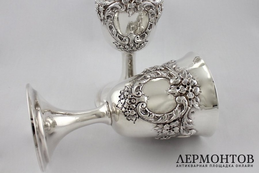 Крупные серебряные бокалы. Серебро 800 пробы. Европа