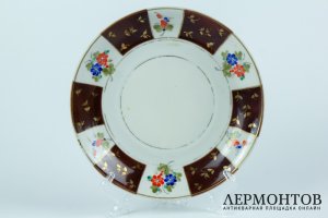 Большая чайная пара ВСХВ. Полонский фарфоровый завод, Украина. 1953 - 1957 гг. Фарфор, роспись.