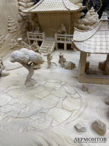 Диорама «Самурайская усадьба». Дерево, резьба