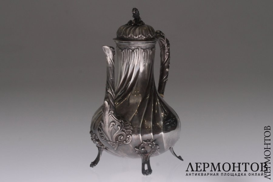Кофейник рококо. Серебро 950. Франция