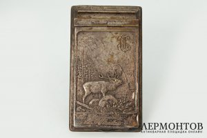 Держатель для блокнота Олень в лесу. Россия, начало 20 века. Металл, литье.