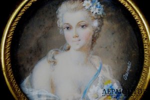 Миниатюра Портрет девушки. Фарфор. Франция, конец XVIII века.