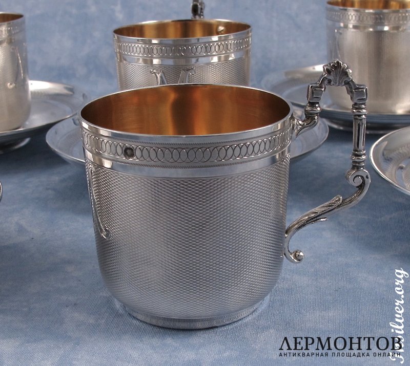 Кофейный набор на 6 персон. Серебро 950. Франция