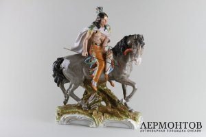 Статуэтка. Индеец на коне. Scheibe Alsbach, Германия. Фарфор, 1950-е годы.