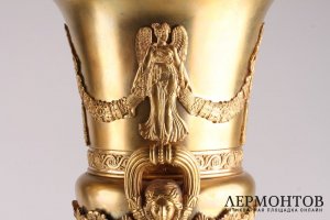Парные вазы в ампирном стиле. Бронза, малахит. Европа, конец 19 века.