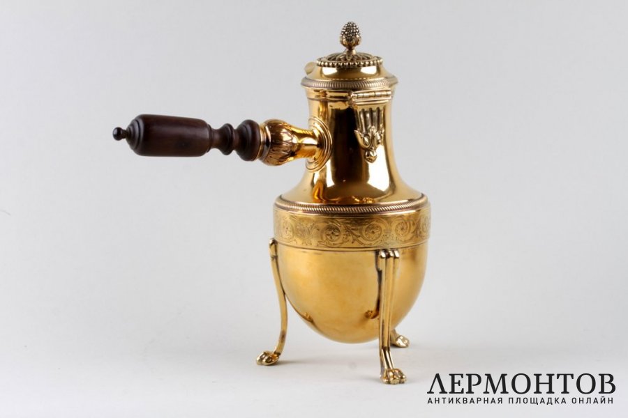 Кофейник в стиле ампир. Aucoc. Серебро 950, золочение. Франция, конец XIX в.