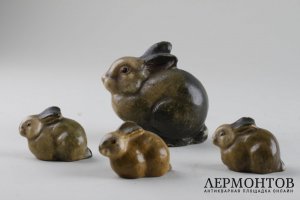 Зайчиха и зайчата, папье-маше, Российская империя.