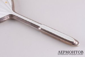 Дамское зеркальце. Серебро 925 пробы, эмаль. Англия, Бирмингем, 1956 г.