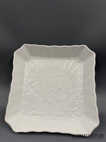 Квадратное блюдо из «Лебединого сервиза», 22,5 см. Фарфор, Meissen, Германия