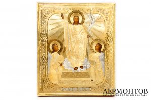Икона Воскресение Христово в серебряном окладе. Россия, 1887 г. Темпера. Струлев Н.Ф.