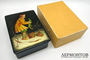 Шкатулка Емеля с щукой, По щучьему велению. СССР, Федоскино, 1975 год.