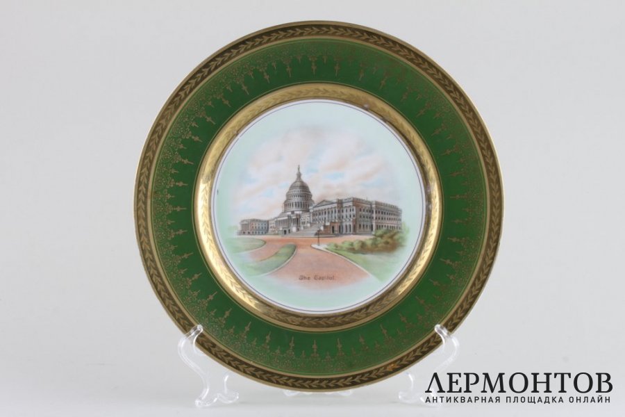 Тарелка с изображением Капитолия в Вашингтоне. Германия, Герман Оме, 1900-1920