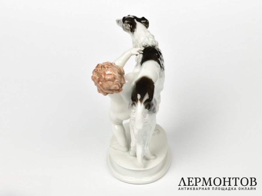 Статуэтка «Путти и борзая». Фарфор, Rosenthal, Германия, 1950 год