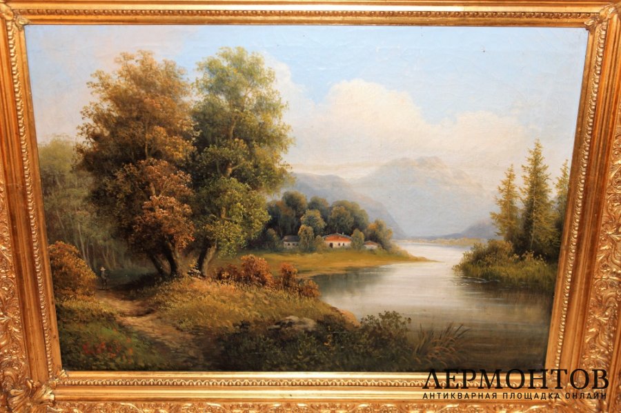 Картина. У подножья Альп. Фердинанд Коска. Холст, масло. Германия