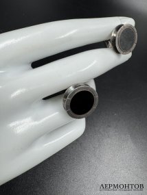 Запонки с ониксом. Серебро 925 пробы, Bvlgari, Италия