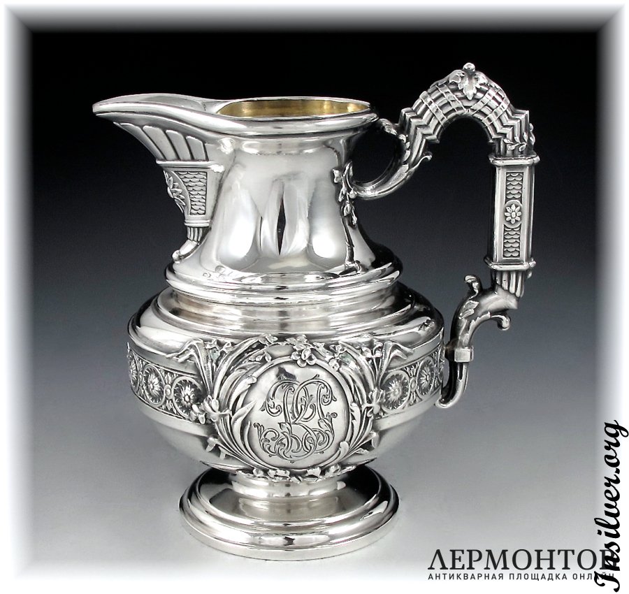 Чайный сервиз с подносом. Серебро 950. Франция