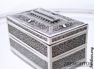 Шкатулка ажурная. Серебро 800. Франция