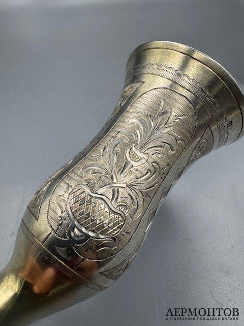 Бокал с цветочным декором. Серебро 84 пробы, И. А. Свешников, Россия, 1872 год