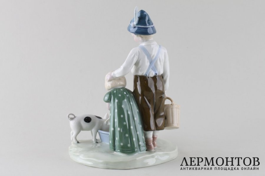 Статуэтка Дети с поросятами. Фарфор.  Galluba und Hofmann, Германия, 1920-е гг.