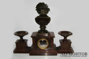 Часовой гарнитур Дионис. Бронза, мрамор. Франция,  Париж, XIX век.