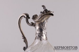 Графин для вина. Ed. Tetard. Серебро 950 пробы, стекло, золочение. Франция, XIX в.