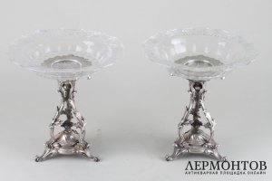 Парные вазы-фруктовницы. Серебро 950 пробы. Mellerio dits Meller.Франция.