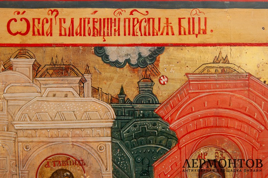 Икона Благовещение. Дерево, левкас, темпера.  Россия, 19 век. 