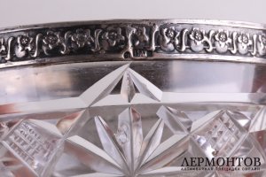 Ваза. 13 Артель. Серебро 84 пробы. Хрусталь, резьба. Россия, 1908-1917 гг.