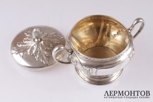 Сахарница с крышкой в классическом стиле. Серебро 800 пробы. Германия