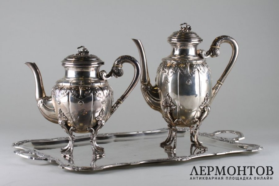 Сервиз чайно-кофейный. Серебро 900 пробы. Австрия, конец 19 века.
