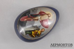 Пасхальное яйцо-шкатулка Воскресение Христово. Лаковая миниатюра. Россия, 1870-90е гг
