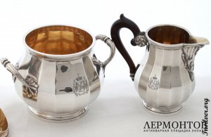 Чайно-кофейный сервиз Henin. Серебро 950. Франция