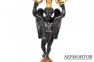 Парные канделябры в виде фигуры крылатого Гения.  Франция, Париж, Chibout, 1810 г.
