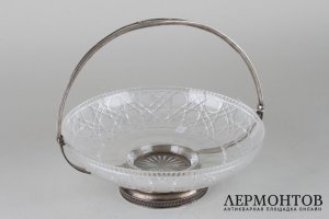 Ваза-фруктовница. Серебро 84 пробы, хрусталь. Россия,после 1908 года.