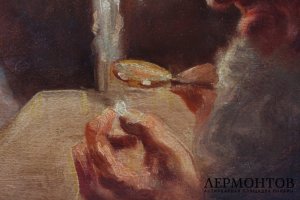 Картина Ювелир.Дерево, масло. Неизвестный художник.Западная Европа, 19 век.
